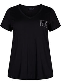 Tränings-t-shirt i bomull med tryck