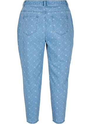 Mom fit Mille jeans med tryck, Light blue denim, Packshot image number 1