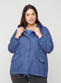 Kort jacka med huva och fickor, Blue Indigo, Model
