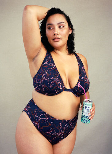 Bikinitrosa med hög midja och hög benskärning, Graphic Print, Image image number 0