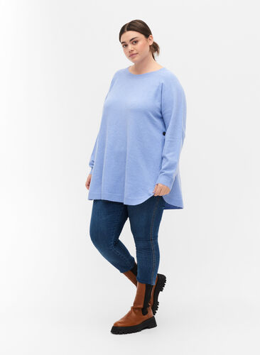 Stickad tröja med knappdetaljer, Lavender Lustre, Model image number 3