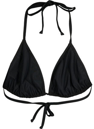Trekantsbikini-bh med crepe-struktur, Black, Packshot image number 1