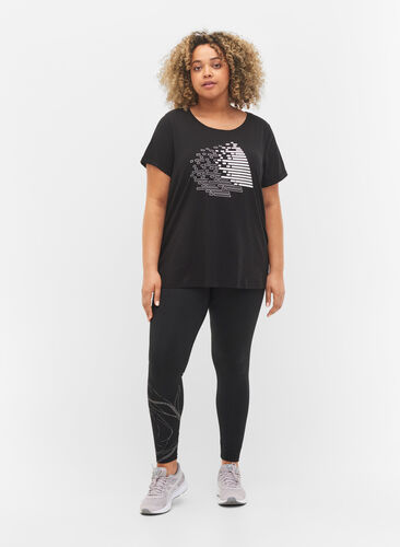  T-shirt till träning med print, Black w. White, Model image number 2