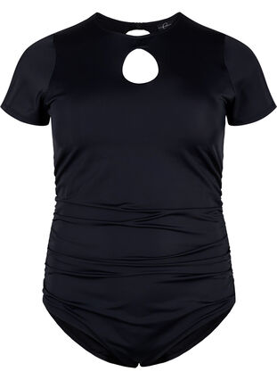Baddräkt med korta ärmar, Black, Packshot image number 0