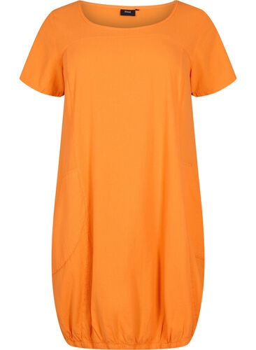 Kortärmad klänning i bomull, Orange Tiger, Packshot image number 0