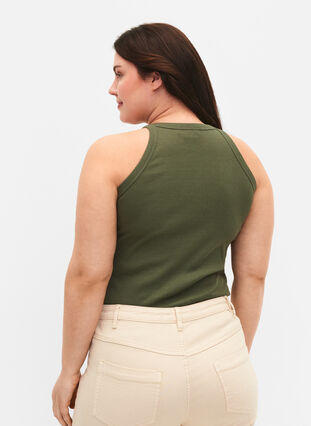 Ribbat linne i bomull, Thyme, Model image number 1