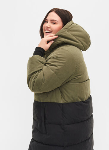Lång vinterjacka med colour block, Grape Leaf W/Blk, Model image number 2