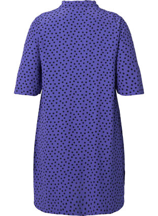 Lång prickig skjorta i viskos, R.Blue w. Black Dot, Packshot image number 1
