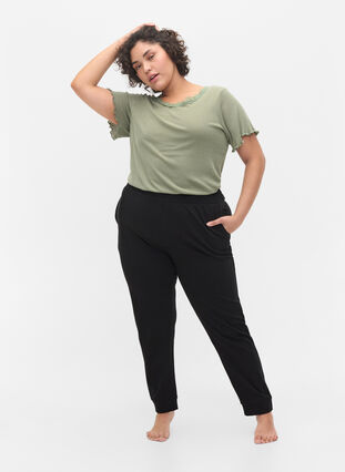 Kortärmad, ribbad nattblus, Sea Spray, Model image number 2
