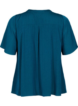 Kortärmad skjorta med prickig mönster, Deep Teal, Packshot image number 1