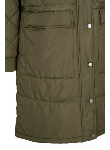 Quiltat jacka med huva och justerbar midja, Forest Night, Packshot image number 3