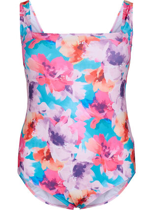 Baddräkt med tryck, Pink Flower, Packshot image number 0