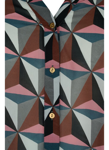 Skjorta med v-ringning och mönster, Graphic Pink, Packshot image number 2