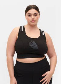 Sport-bh med glitter och korsad rygg, Black w. SilverLurex, Model