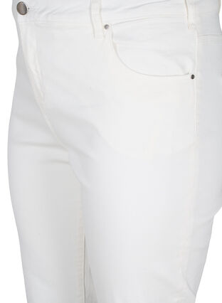 Croppade jeans med råa kanter och hög midja, White, Packshot image number 2