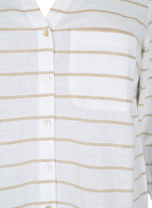 Blus med genomgående knappöppning, White Taupe Stripe, Packshot image number 2