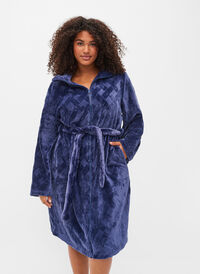 Morgonrock med dragkedja och fickor, Peacoat, Model