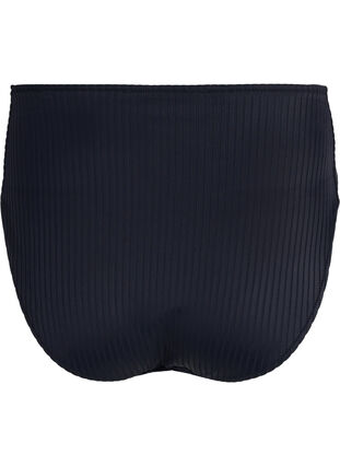 Bikinitrosa med hög midja och ribbat mönster, Black, Packshot image number 1