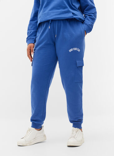 Sweatpants med cargofickor, Dazzling Blue, Model image number 2