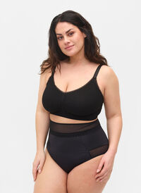 Trosa med mesh och extra hög midja, Black, Model