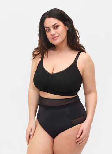 Trosa med mesh och extra hög midja, Black, Model image number 0