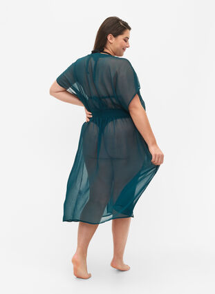 Strandkimono med smock och korta ärmar, Spruced-up, Model image number 1