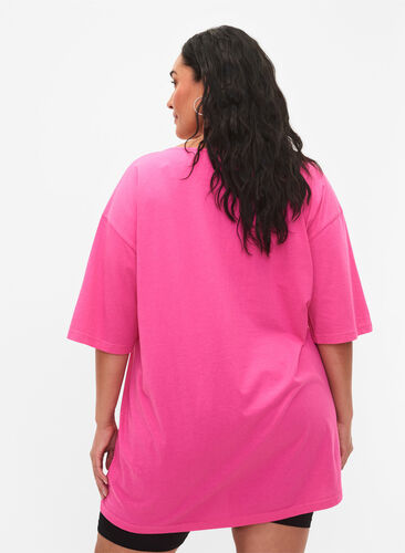 Oversized t-shirt i bomull med tryck, Shocking Pink ÉTOILÉ, Model image number 1