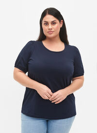 T-shirt i bomull med 2/4-ärmar, Navy Blazer, Model