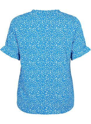 Kortärmad blus med tryck , Blue Ditsy, Packshot image number 1