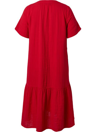 Midiklänning med korta ärmar i bomull, Barbados Cherry, Packshot image number 1
