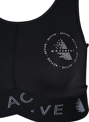 Sport-bh med texttryck, Black, Packshot image number 2