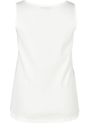 Ribbad topp med rund halsringning, Bright White, Packshot image number 1
