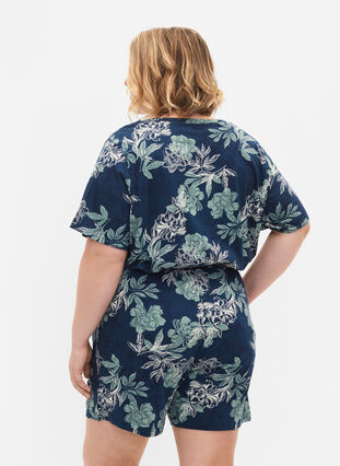 Löst sittande pyjamashorts med tryck, Insignia Blue AOP, Model image number 1