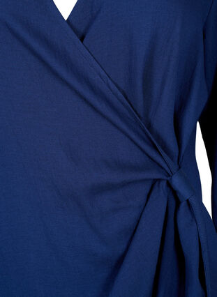 Långärmad viskosklänning med omlottlook, Medieval Blue, Packshot image number 2