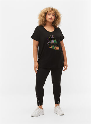 Sport t-shirt med tryck, Black w. Green logo, Model image number 2