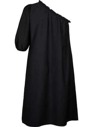 One shoulder-klänning i viskos, Black, Packshot image number 1