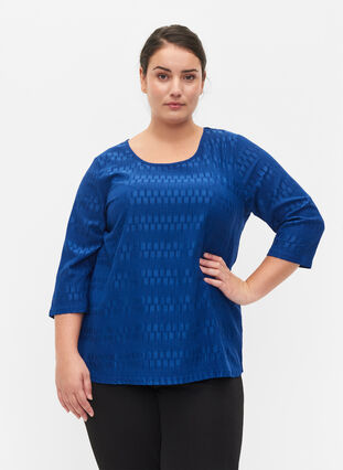 Mönstrad blus med 3/4-ärmar, Surf the web, Model image number 0