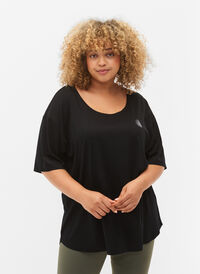 Träningstopp med korta ärmar, Black, Model