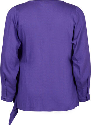 Långärmad blus i viskos med omlottlook, Prism Violet, Packshot image number 1