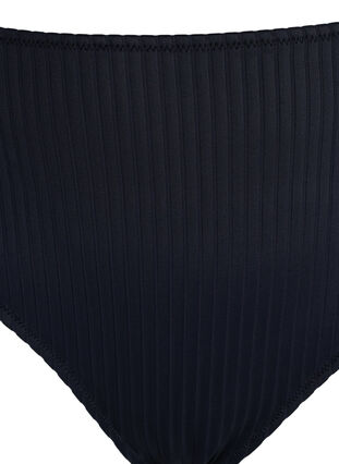 Bikinitrosa med hög midja och ribbat mönster, Black, Packshot image number 2