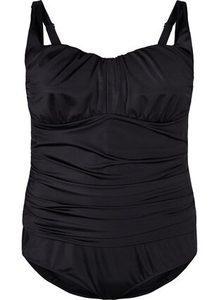 Baddräkt med draperade detaljer, Black, Packshot image number 0