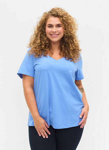 2-pack t-shirt i bomull, Ultramarine/White, Model image number 0