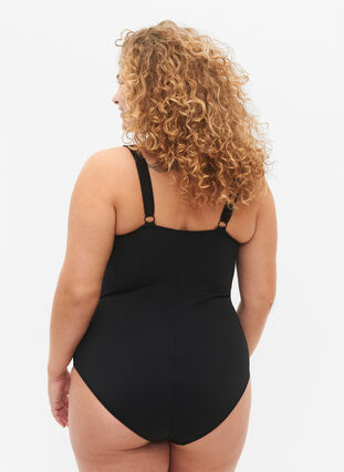 Baddräkt med draperade detaljer, Black, Model image number 1