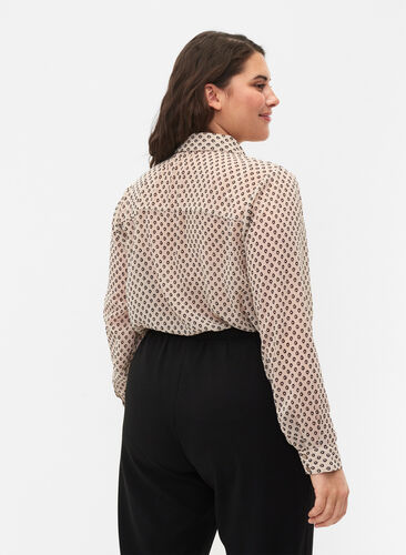 FLASH - Långärmad skjorta med tryck, Off White Dot , Model image number 1