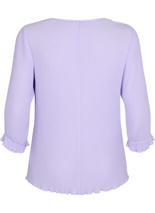 Plisserad blus med 3/4-ärmar, Lavender, Packshot image number 1