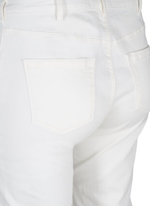 Croppade jeans med råa kanter och hög midja, White, Packshot image number 3