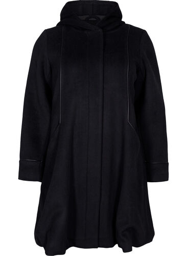 Jacka i ull och huva, Black Solid, Packshot image number 0