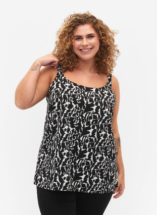 FLASH - Topp med tryck, Black White AOP, Model image number 0