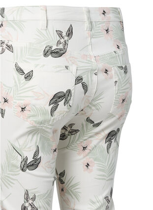 Capri jeans med blommönster och hög midja, White Flower AOP, Packshot image number 3