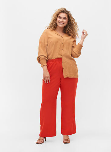 Lösa byxor med resår, Fiery Red, Model image number 0